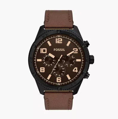 FOSSIL- Brox Multifunction Brown Leather Watch